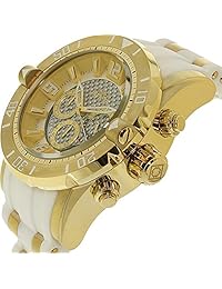 Invicta 23699 de los hombres Pro Diver Plata Dial Amarillo de acero y correa de poliuretano color blanco Chrono Reloj de Buceo