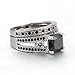 FENDINA Womens Luxurious 18K White Gold Plated Wedding Engagement Rings Princess Cut 2.5ct Created Black Diamond Solitaire Anniversary Promise Rings Set