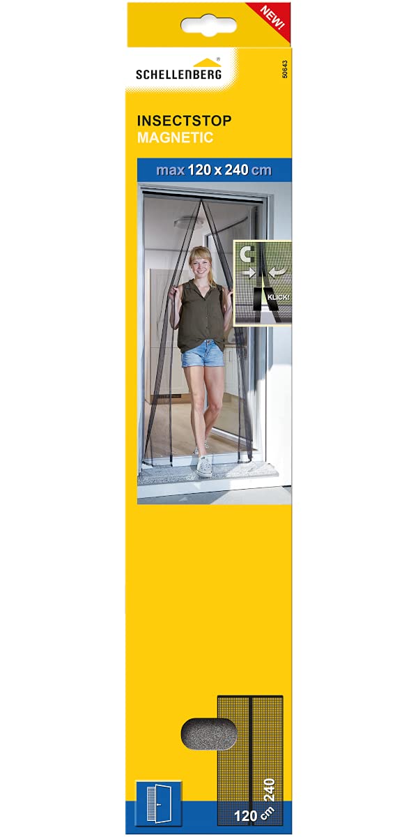 Schellenberg 50643 Fly Curtain Balcony Door with Magnets Insect Protection Magnetic Curtain 120 x 240 cm Anthracite