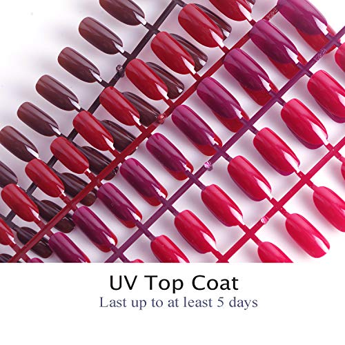 Siusio 96 Pcs Colorful Fake Nails, 4 Pack Ruby Red Full Cover Oval Medium UV Top Coat Artificial Acrylic Nails - Brilliant [No Glue Included] - Thumbnail 3