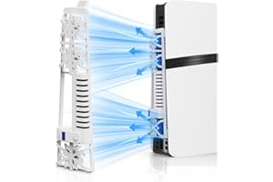 Coyktonty Cooling Fan for PS5 with LED Light,PS5 Fan Cooler System, Adjustable Speed (3 Speeds Mode),Silent Enhanced Cooling Fan Compatible with PlayStation 5 Slim Disc & Digital (White)