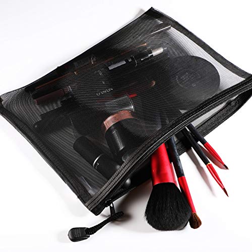 image for Norme 10 Pieces Black Mesh Bags Makeup Bags Cosmetic Travel Organizer 