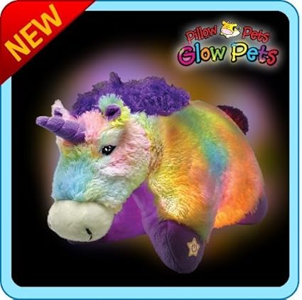 Amazon Com Pillow Pets Glow Pets Unicorn 16 12 Toys Games
