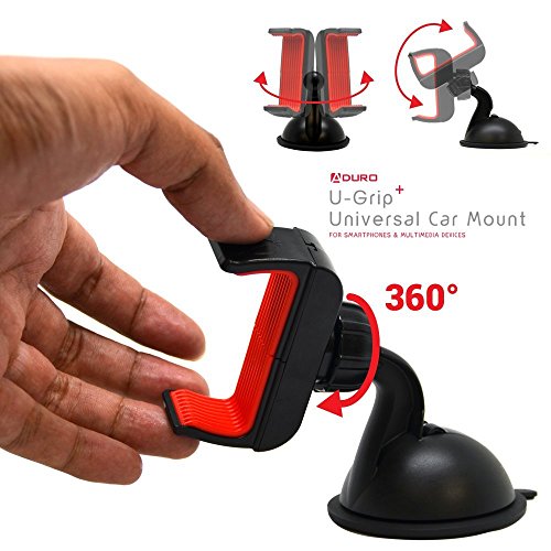 Aduro U-Grip Plus Windshield Car Mount - Universal for iPhone/Galaxy and All Smartphones & Multimedia Devices up to 5.5" Screen (Red/Black) - Thumbnail 5