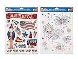 Patriotic Fourth of July Flag Window Clings Assortment - 42 Piece Set