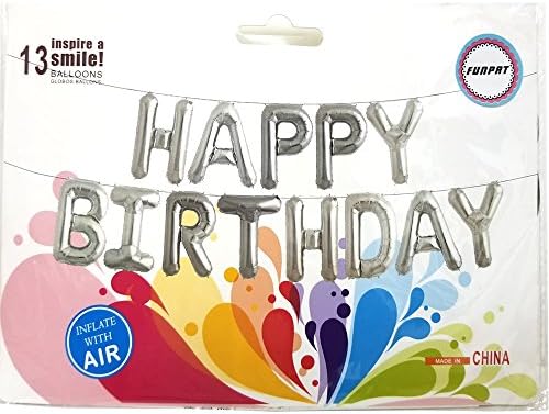 Silver Happy Birthday Balloons Letters Balloons Mylar Balloon Birthday Party Decor Banner