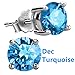 Feramox Sterling Silver Round Cubic Zirconia Diamond Birthstone Stud Earrings for Women December