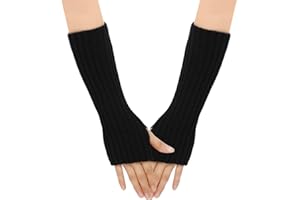 Ralleyfun Knit Arm Warmer Fingerless Knit Gloves Winter Mitten Gloves ThumbHole Costume