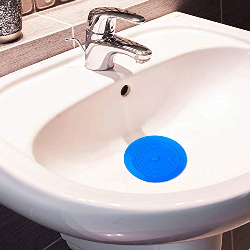 Tub Stopper Silicone Drain Stopper Cover| 6 inches Bathtub Drain Plug for Kitchen Sinks, Bathroom and Laundry By KongNai (2 Pack,Blue &White)