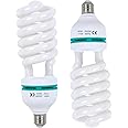 Aqirui 2 x 85W Light Bulb 5500K CFL Daylight Spiral Softbox Bulb in E27 Socket for Photography Photo Video Studio Lighting