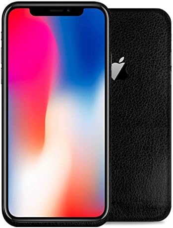 Apple iPhone X / iPhone 10 Protective Vinyl Skin Decal, Anti-Scratch Skin Cover for Apple iPhone X / iPhone 10 Black Leather Texture - 10PK by SkylerShield