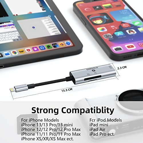 [Apple MFi Certified] SD Card Reader for iPhone iPad, QIMIAOUS 3in1