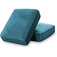 PrinceDeco Velvet Sofa Cushion Covers, Stretch Couch Cushion Covers for Individual Seat Couch Slipcover Sets Furniture Protector for Loveseat Sofa Cushion(2 Pieces, Blue)