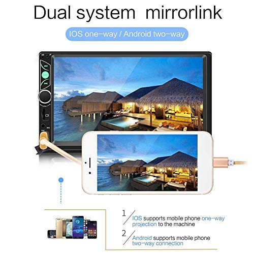 7'' Double DIN Android 8.1 MP5 Car Multimedia Player GPS Navigator Steering Wheel Control FM/AM Radio WiFi Bluetooth Hand-Free Calls Dual USB Fast Charging HD Rear View Camera Mirror Link - Thumbnail 2
