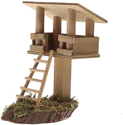 YOTE Miniature Wood Tree House - Stand w Moss Base Dollhouse Fairy Garden 50976