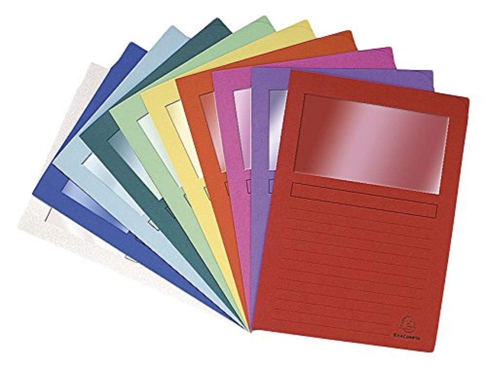 Exacompta - Ref. 50200E - Forever Window Folders, 120gsm, A4 - Assorted Colours, Pack of 10