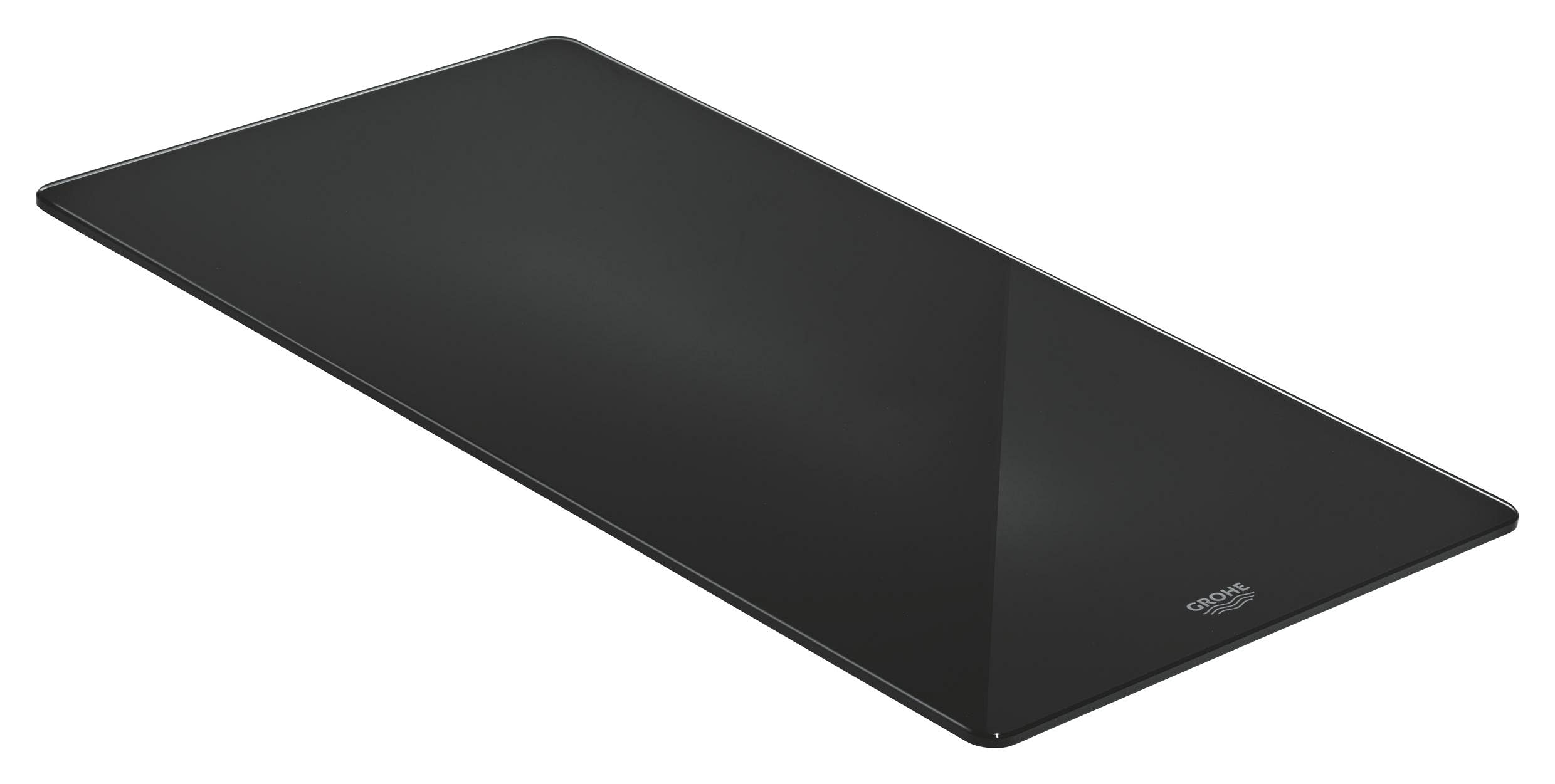 GROHE Glass Chopping Board, Over Kitchen Sink Cutting Board, 240 x 450 mm, Thickness 5 mm, Break-Proof, Dishwasher Safe, Black, 40786K00