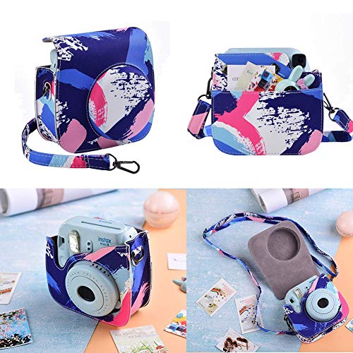 Katia Instant Camera Accessories Bundle Compatible for Fujifilm Instax Mini 9 / Mini 8+ / Mini 8 Instant Film Camera. Includes Camera Case, Album, Frame, Stickers, Strap,etc - Blue Paint