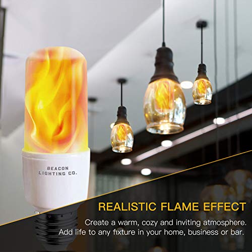 Abameric Flame LED Light Bulbs E26 Base |LED Flame Effect Light Bulb | with Gravity Sensor | Flickering Flame Light Bulb for Indoor/Outdoor Use | for Home/Hotel/Bar/Party Decor | Holiday Gifts(4 Pack)
