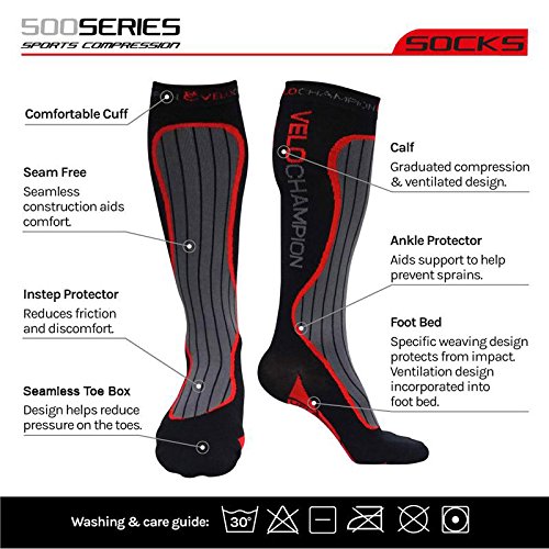 VeloChampion Recovery Compression Socks for Men & Women Ladies (20-30mmhg) Best Flight Socks for Shin Splints, Sports, Leg Pain, Varicose Veins, Deep Vein Thrombosis DVT, Nurses & Maternity Pregnancy
