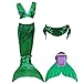 Bigface Up Girls Swimsuit Mermaid Tail Swimwear Swimmable Bikini Set Costume for Swimming- Includes Fin