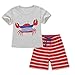 Neeseelily Baby Boys Summer Sleeve Short T-Shirts and Stripe Shorts 2pcs Shorts Set Outfit (US Size 18-24 Months, Red)