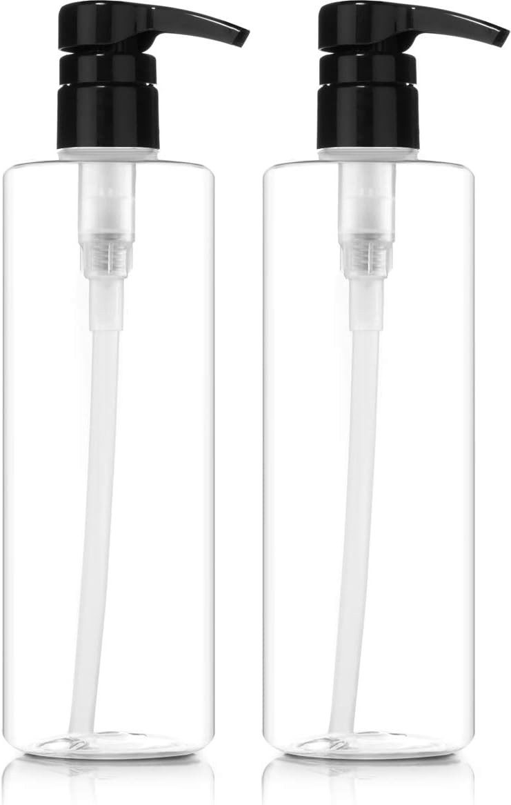 Crystal Clear Bottles with Black Pumps