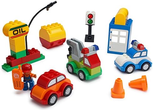 Play Build Car Creator Building Blocks Set – 52 Pieces – Includes Mechanic Minifigure, Garage Accessories &amp; Base Parts to Create a Police Car, Oil Rig, Tow Truck &amp; More – Compatible with DUPLO