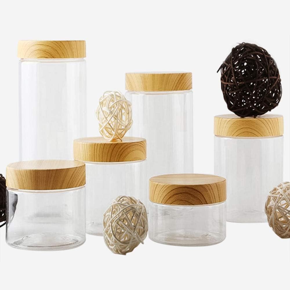 100ML/200ML/300ML/500ML Transparent Vacuum Plastic Lid Container Food Storage Box Imitation Wooden Covered Kitchen Tools