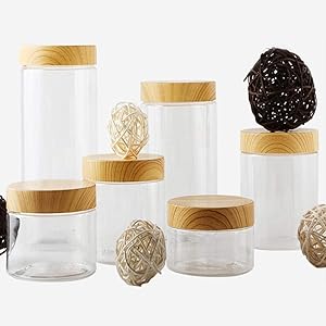 100ML/200ML/300ML/500ML Transparent Vacuum Plastic Lid Container Food Storage Box Imitation Wooden Covered Kitchen Tools