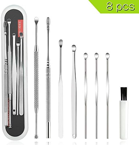 IMABAODouble Ended Ear Pick Cleaner Stainless Wax Curette Remover Tool Health Care Steel Earpick Cleaning Spoon 8 Pcs