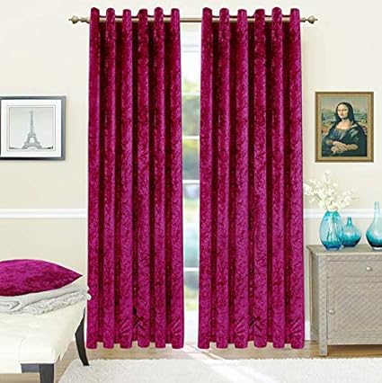 Qaisiria Crushed Velvet Curtains Eyelet Ring Top Thermal Fully