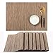 PABUSIOR Brown Placemats Set of 8, Placemats for Dining Table Heat Resistant, Place Mats for Kitchen Table Washable, Crossweave Woven Vinyl Wipeable Placemat, Table Mats Sets Beige（12 X 18 Inch）