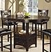 5pc Counter Height Dining Table and Stools Set Dark Cappuccino Finish