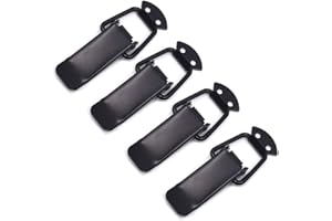 Stainless Steel Hardware Cabinet Boxes Spring Loaded Latch Catch Toggle Hasp with Screws,105 x 37mm/4.1" x 1.5",Black,4pcs