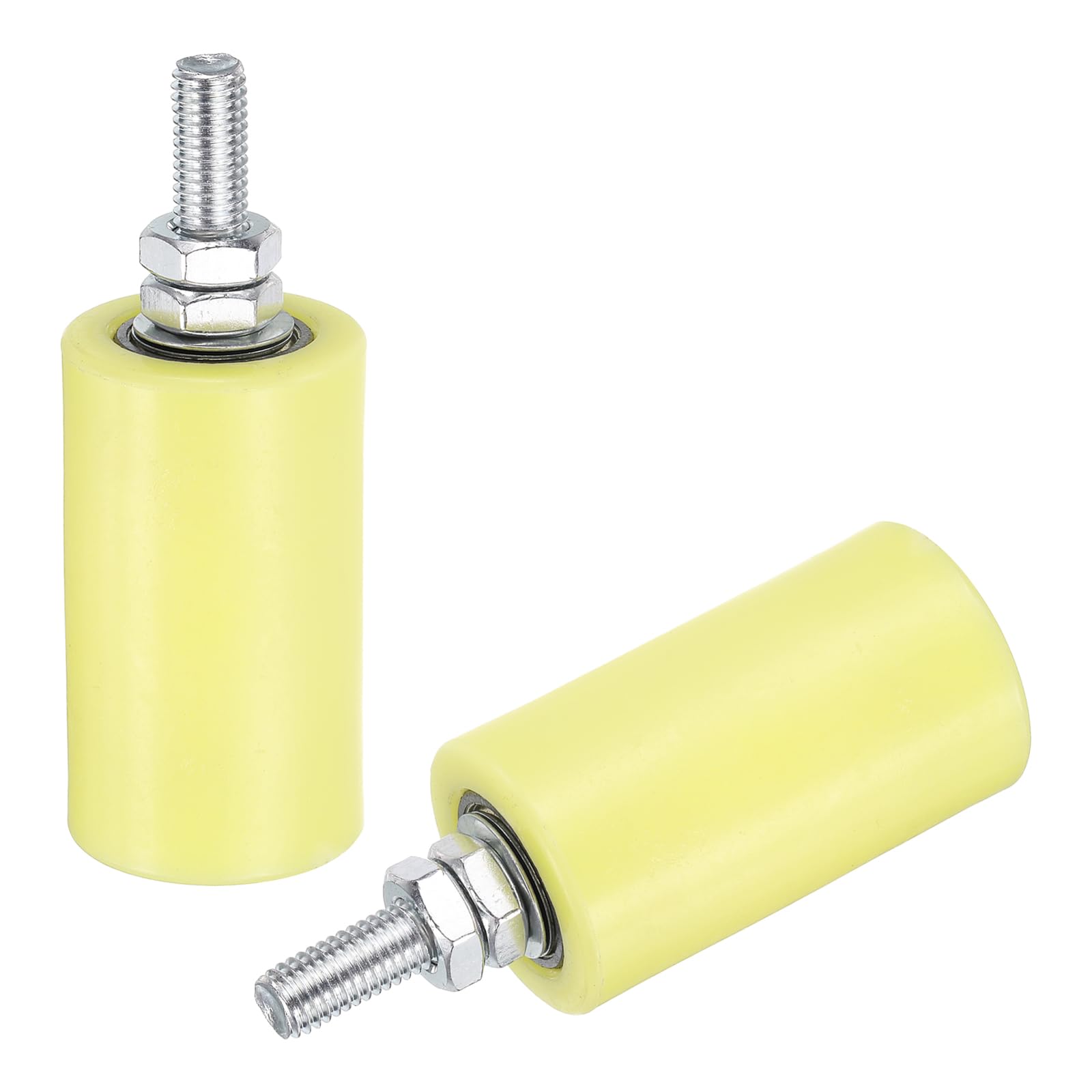 Photo 1 of uxcell 2Pcs Slide Gate Guide Roller, 3" Nylon Rollers Gate Support Assembly, Universal Sealed Ball Bearing Rolling Gate Guider for Sliding Door, Yellow