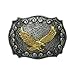 E-Clover Alloy Unisex Vintage Engraved Soaring Eagle Western Belt Buckle (Style1)