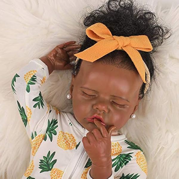 58cm Realisti Reborbaby们形 黒い肌アフリカのginewborn Dolsoftフルシリコンリアルな育成