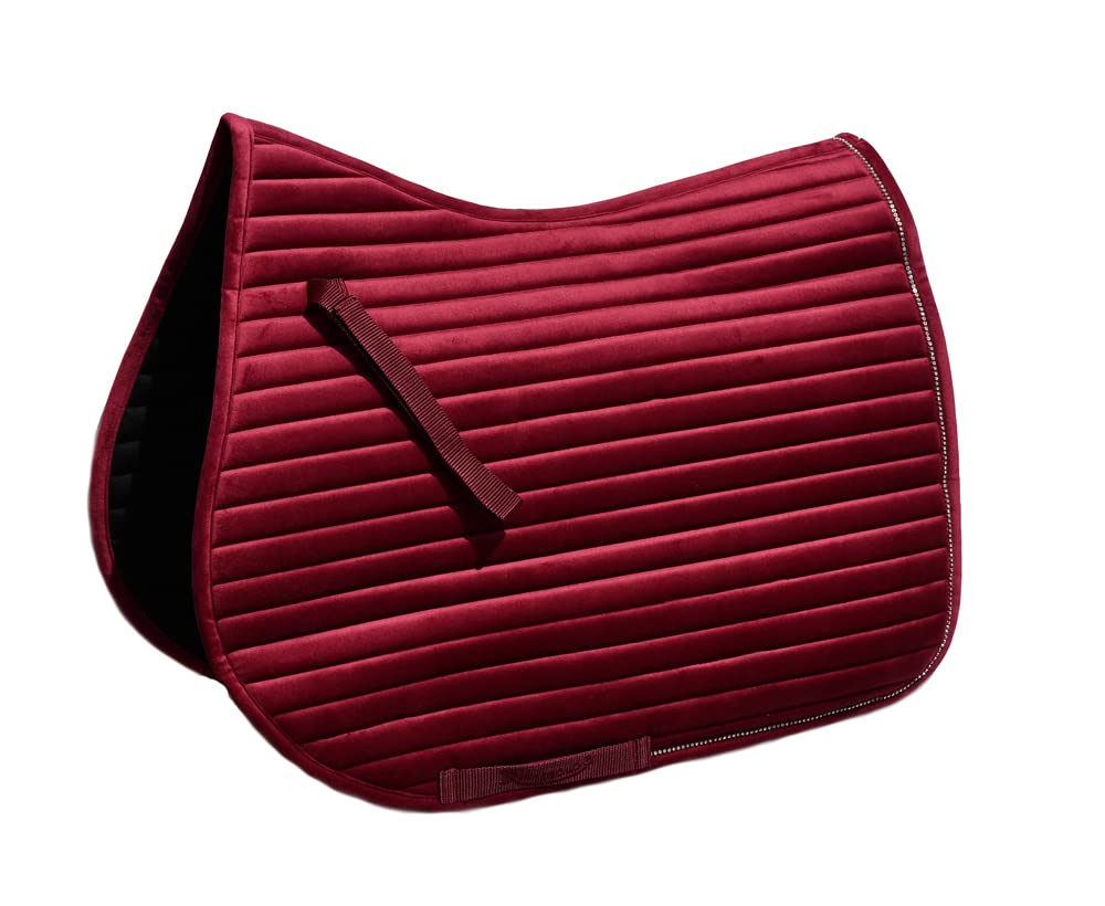 Rhinegold Diamante Channel Quilt GP Saddle Pad-Cob-Bordeaux