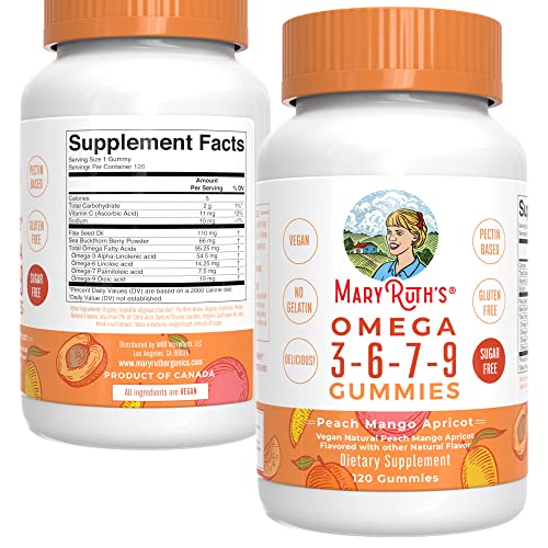 Vegan Omega 3 6 7 9 Gummies by MaryRuth's Up to 4 Month Supply