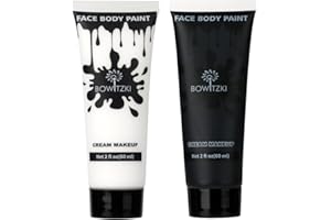 Bowitzki Face and Body Paint 2oz Cream Makeup 60ml Water Based Face Painting Special Effects For Adults Children Kids Halloween Christmas Party Stage Cosplay (Black+White)