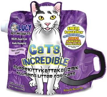 Lucy Pet Cats Incredible Clumping Cat Litter with Smell Squasher, Absorbent Natural Clay Formula Prevents Ammonia Build-Up