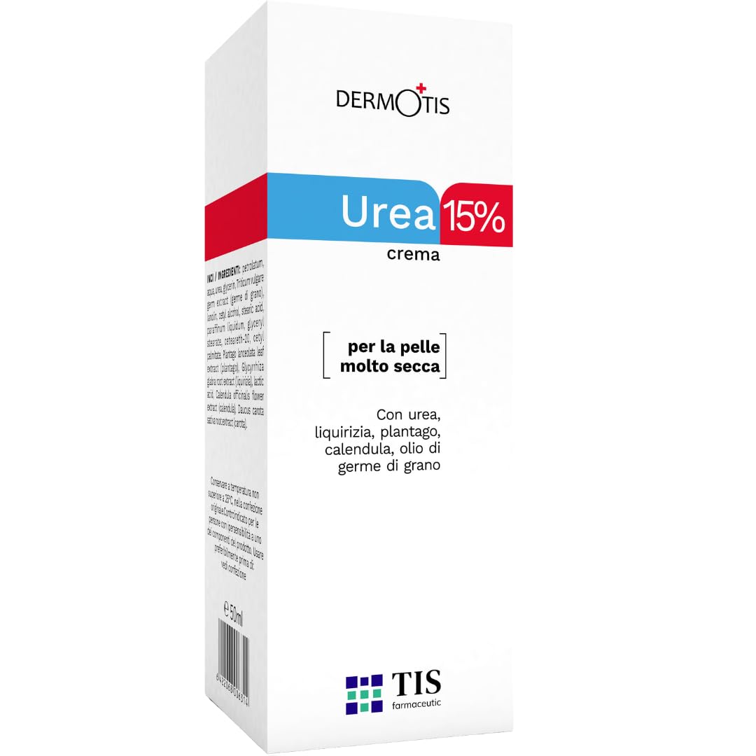 TIS Cream Urea 15% - Eczema, Keratosis, Psoriasis, Skin Eruptions, Cracked, Rough and Dry Skin | Wound Healing, Emollient, Hydrating | Hands, Feet, Knees, Nails | Lactic Acid AHA, Wheat Germ