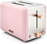 Tower Cavaletto 2-Slice Toaster Pink Rose Gold 850W Defrost Reheat