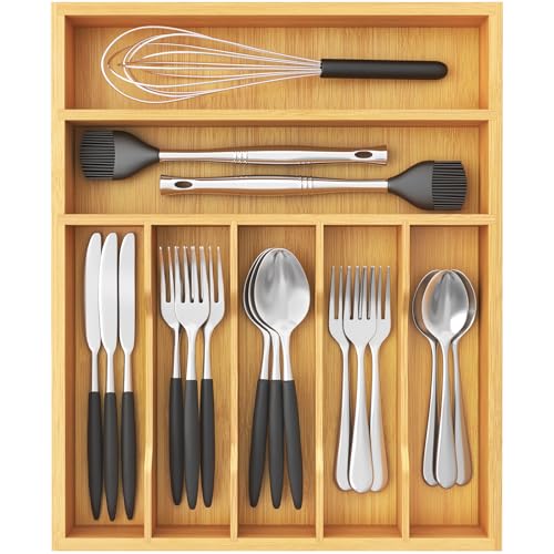 Lifewit Bestecktablett aus Bambus für Schublade, 32 x 41 cm