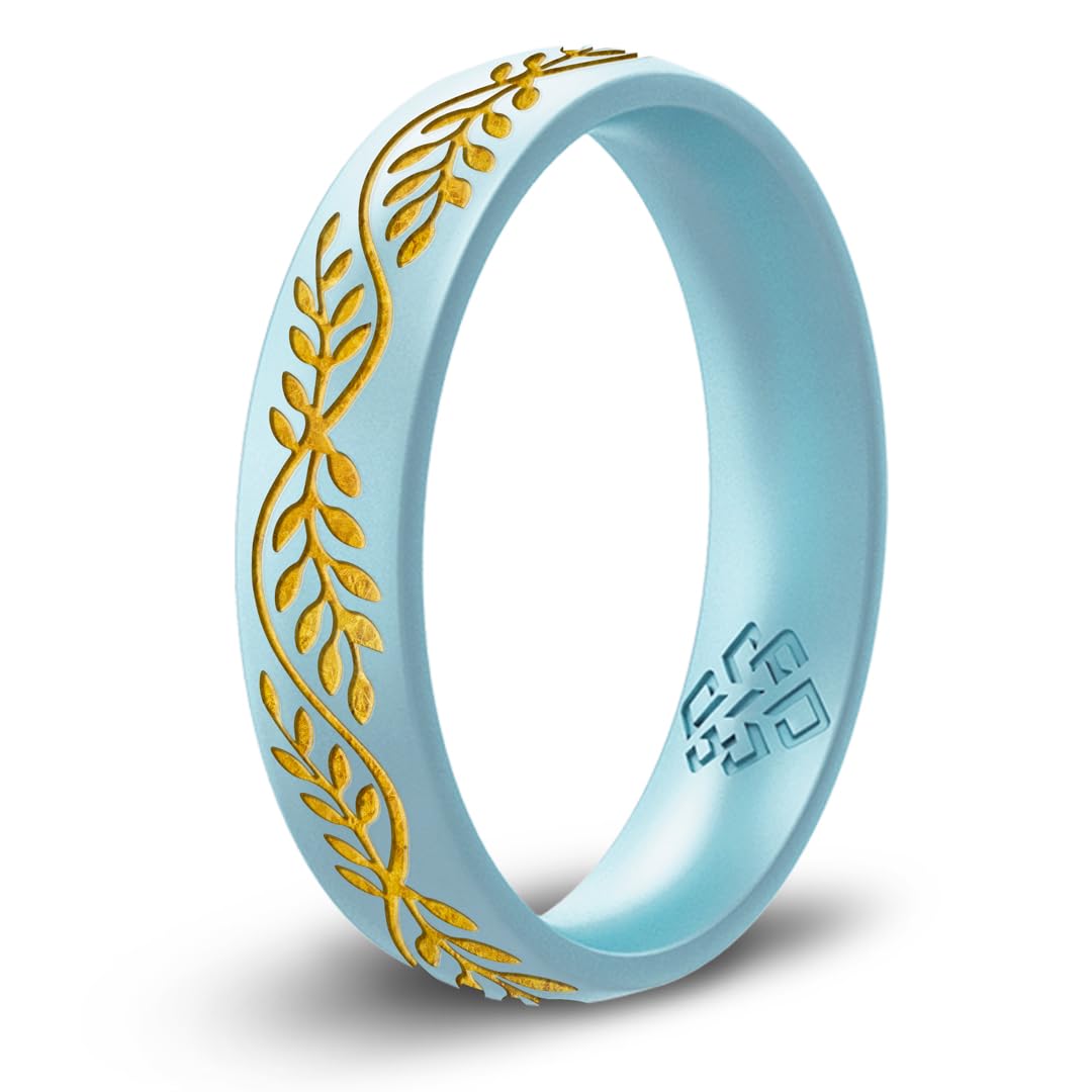 Knot Theory Laurel Silicone Ring - Blue with Gold