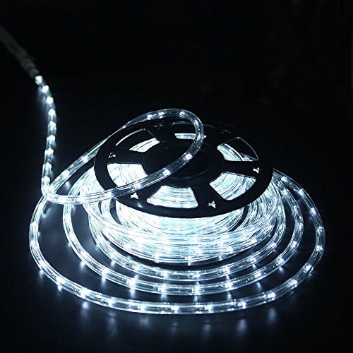 HuiZhen 50 feet 1/2" Thick 110V 2-Wire Waterproof LED Outdoor Rope Light Fit for Background Lighting Christmas Lighting,Bridges,Eaves with UL Certified (50ft/15M)