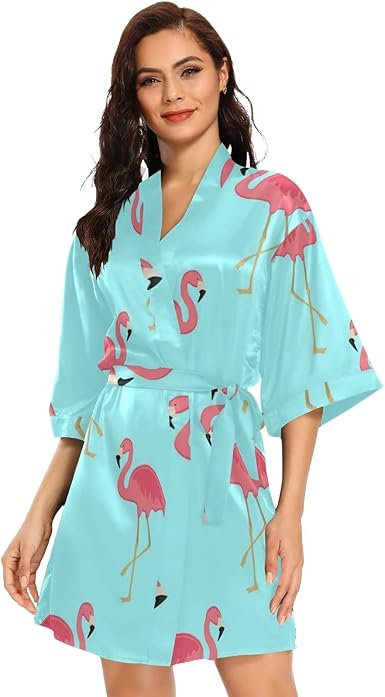 flamingo kimono robe