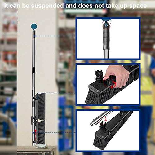 Masthome 24" Push Broom Wide Outdoor Stiff Sweeping Broom with Stiff Bristles Heavy Duty Garden