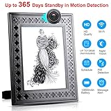 Spy Camera Wireless Hidden - Hidden Cam WiFi Photo Frame - Nanny Cams with Cell Phone APP - 720HD Night Vision & Motion Detection 365 Days Battery Powered Standby Instant Alerts for Indoor Security